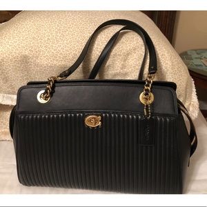 NWT Black Coach Parker quilted leather carryall